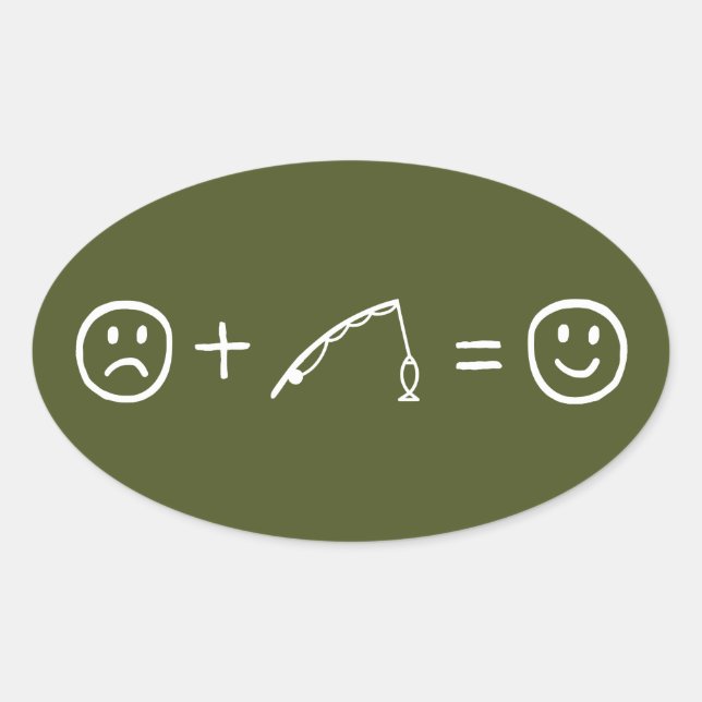 Adesivo Oval Pesca te deixa feliz (Frente)