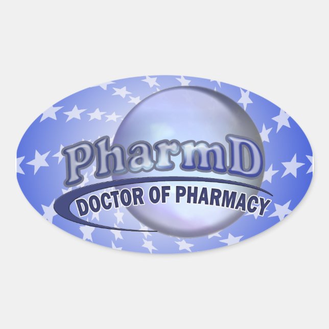 Adesivo Oval PharmD LOGO - MÉDICO DA FARMACIA (Frente)