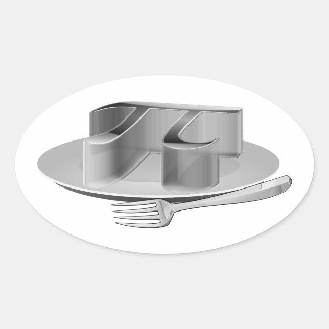 Adesivo Oval Pi em Prata (Frente)