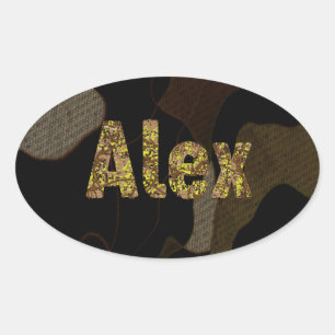 Adesivo Oval Pia batismal personalizada Alex da camuflagem das