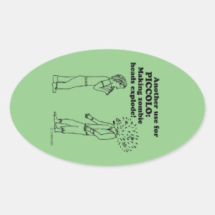 Adesivo Oval Piccolo Zombie Explodir Vinheta Oval