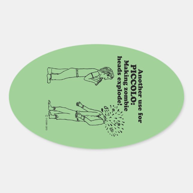 Adesivo Oval Piccolo Zombie Explodir Vinheta Oval (Frente)
