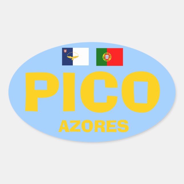 Adesivo Oval Pico* Açores, autocolante ao estilo europeu (Frente)