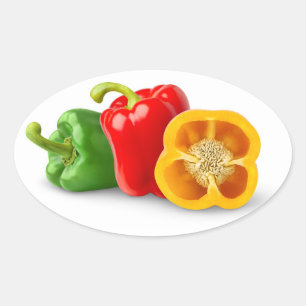 Adesivo Oval Pimentos coloridos