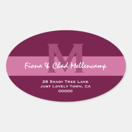 Adesivo Oval Pink and Berry Modern Wedding Address L006