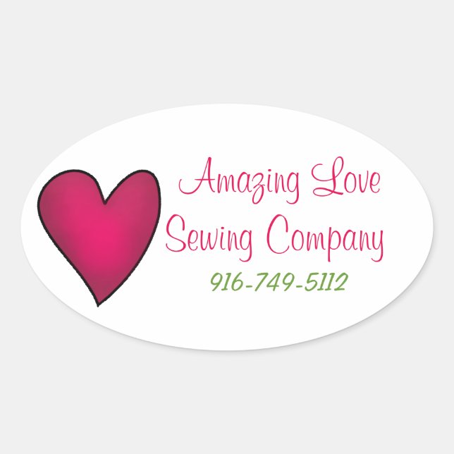 Adesivo Oval Pink Heart Business Custom Sticker (Frente)