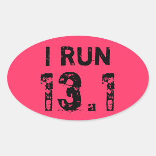 Adesivo Oval Pink Oval I Run 13.1 Sticker
