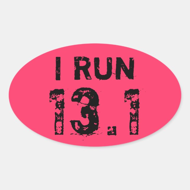 Adesivo Oval Pink Oval I Run 13.1 Sticker (Frente)