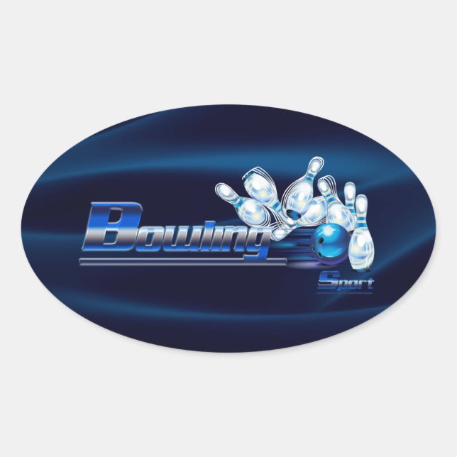 Adesivo Oval Pinos de boliche e esfera (Frente)