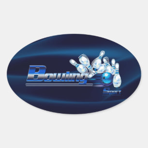 Adesivo Oval Pinos e bola de boliche