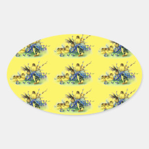 Adesivo Oval Pintinhos de Estilo Vintage e Autocolantes de Pásc