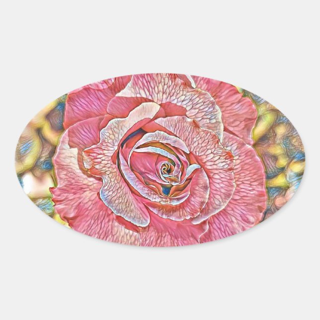 Adesivo Oval Pintor aquoso rosa-rosa-rosa (Frente)