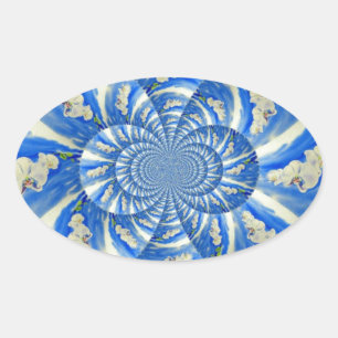 Adesivo Oval Pintor branco de orquídea elegante