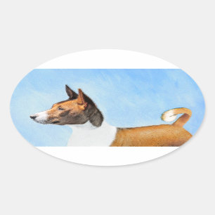 Adesivo Oval Pintura Basenji - Arte Original Custa