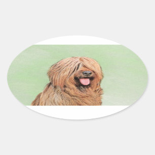 Adesivo Oval Pintura Briard - Arte Cachorro Original
