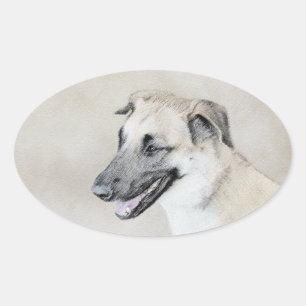 Adesivo Oval Pintura Chinook (Ouvidos Soltos) - Arte Cachorro O