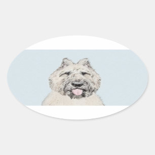Adesivo Oval Pintura de Bouvier des Flandres - Arte Original de