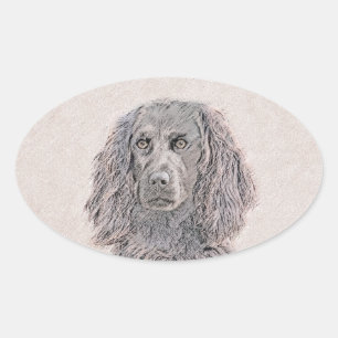 Adesivo Oval Pintura de Boykin Spaniel - Arte de Cachorro Origi