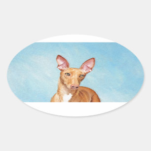 Adesivo Oval Pintura De Cão Faraó - Arte De Cão Original