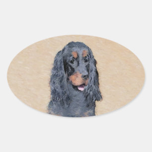 Adesivo Oval Pintura de Gordon Setter - Arte de Cachorro Origin