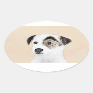 Adesivo Oval Pintura de Parson Jack Russell Terrier - Arte Cani