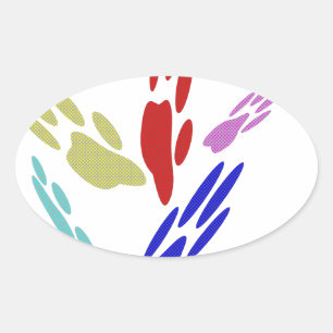 Adesivo Oval Pintura De Pata De Cachorro Com Bolinhas