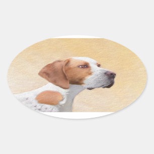 Adesivo Oval Pintura de Ponteiro - Arte de Cão Original Bonita