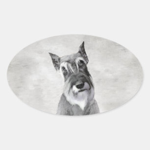 Adesivo Oval Pintura de Schnauzer (Giant) - Arte Canina
