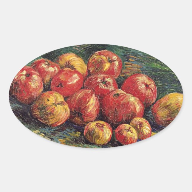 Adesivo Oval Pintura de Vincent van Gogh, Apples (Frente)