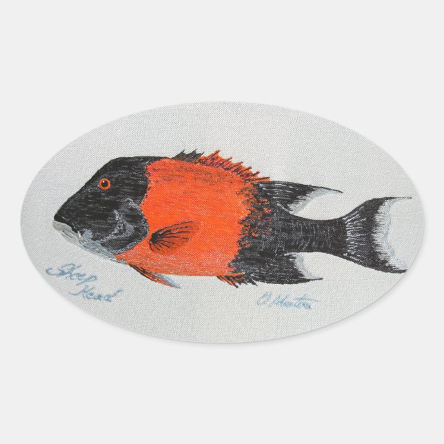 Adesivo Oval Pintura em folha de ovinos (Frente)