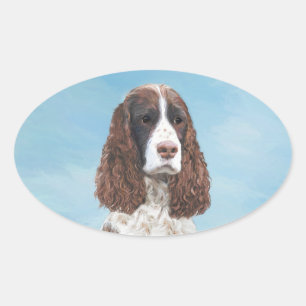 Adesivo Oval Pintura em inglês Springer Spaniel original
