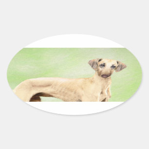 Adesivo Oval Pintura em Sloughis - Arte Cachorra Original