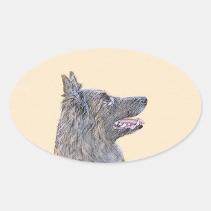 Adesivo Oval Pintura em Tervuren Belga - Arte Cachorra Original