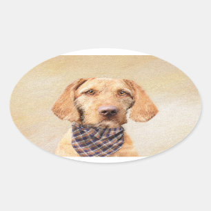 Adesivo Oval Pintura em Vizsla, por Wirehaired - Arte Cão Orig