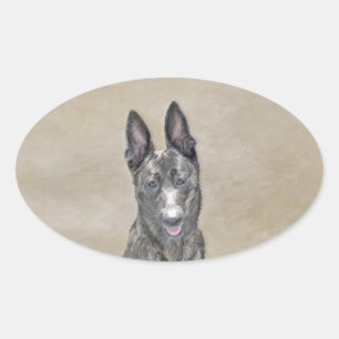 Adesivo Oval Pintura Holandesa de Pastores - Arte Cão Original