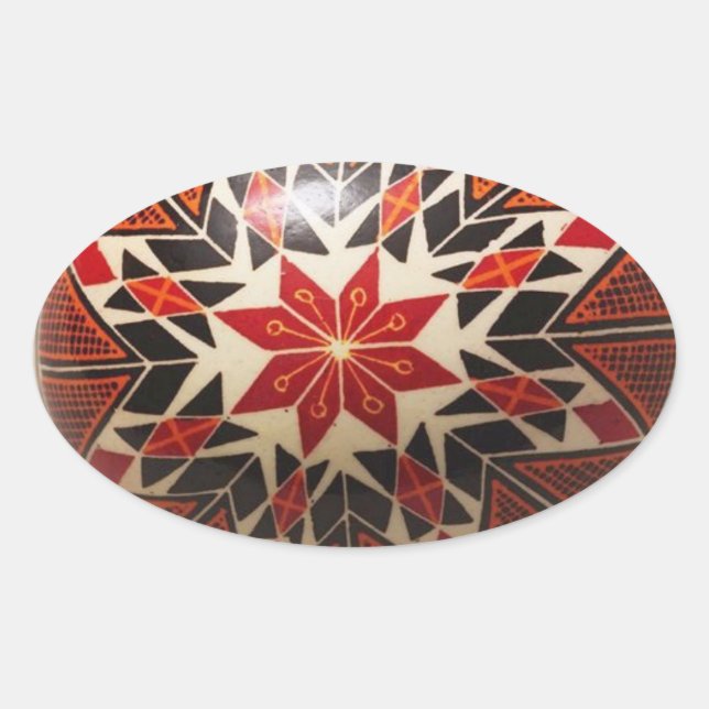 Adesivo Oval Pintura manual do ovo de Páscoa ucraniano (Frente)