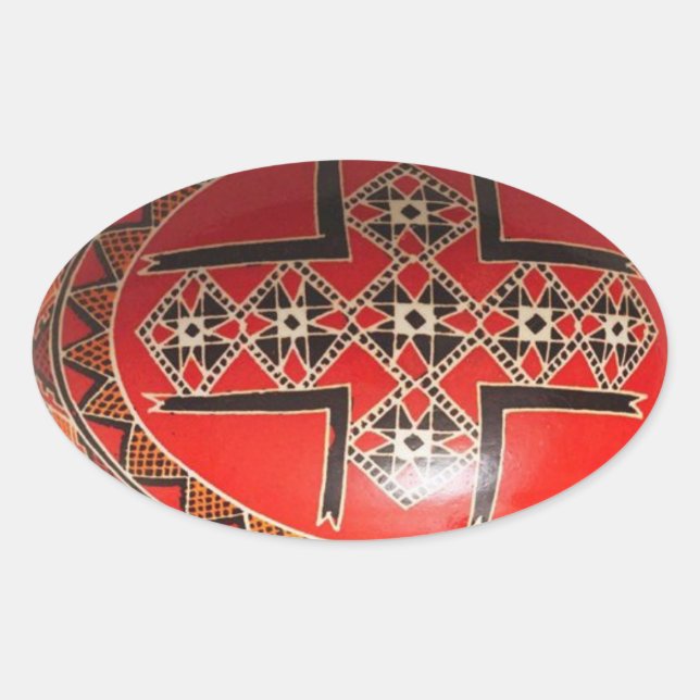 Adesivo Oval Pintura manual do ovo de Páscoa ucraniano (Frente)