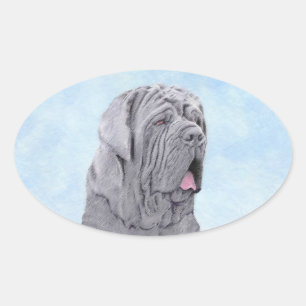 Adesivo Oval Pintura Mastiff Neopolita - Arte Cão Original