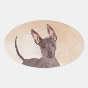 Adesivo Oval Pintura Xoloitzcuintli - Arte Cão Original Cute