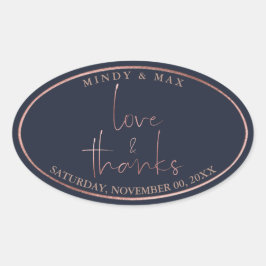 Adesivo Oval PixDezines FAUX ROSE GOLD LOVE+THANKS|DIY COR