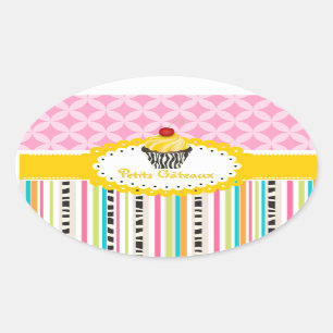 Adesivo Oval PixDezines limão espiral cupcake/cor DIY