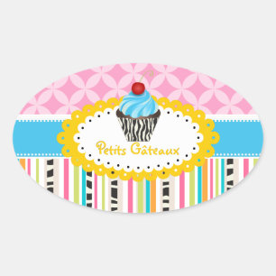 Adesivo Oval PixDezines limão espiral cupcake/cor DIY