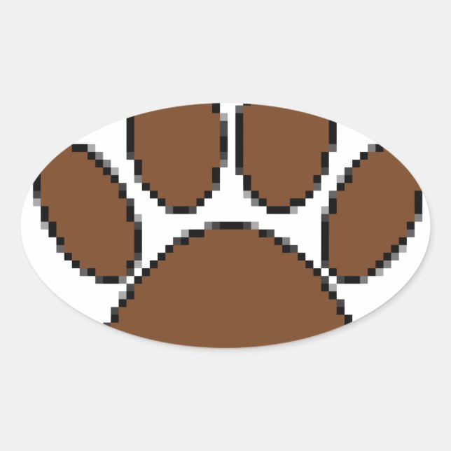 Adesivo Oval Pixel Dog Paw Print (Frente)