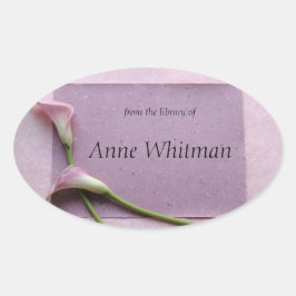 Adesivo Oval Placa branca rosa