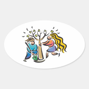 Adesivo Oval Plante Uma Árvore