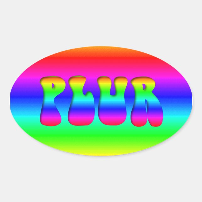 Adesivo Oval PLUR de ilusão óptica arco-íris (Frente)
