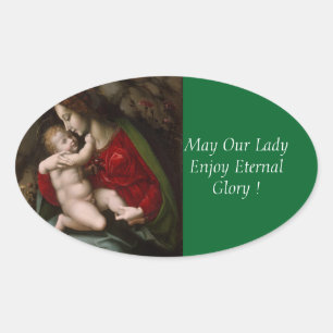 Adesivo Oval Pode nossa senhora Apreciação Eterno Glória!