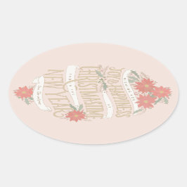 Adesivo Oval Poinsettia boughes e banners