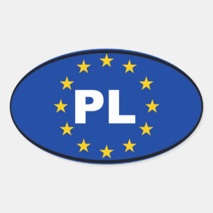 Adesivo Oval Polônia PL União Europeia