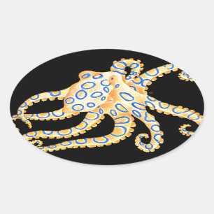 Adesivo Oval Polvo Anel Azul em Preto